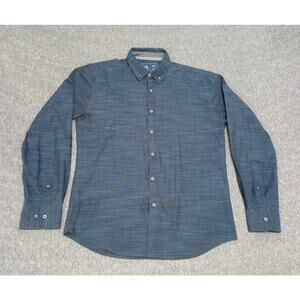 Rugby University Men's Shirt Button Down Casual Black Gray Size Medium